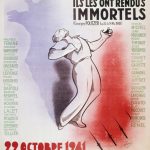 Guerre 1939-1945. Affiche à la mémoire des otages fusillés à Châteaubriant (Loire-Atlantique). Dessin de Simo. Le 22 octobre 1941.